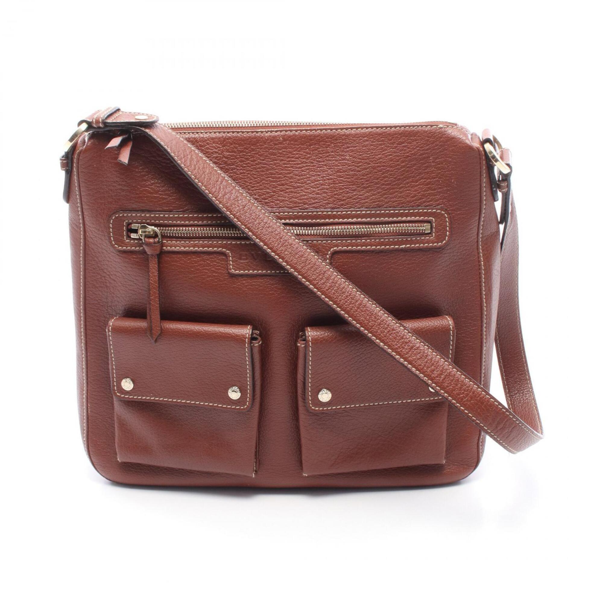 Bulgari Bvlgari Shoulder Bag Handbag Leather Women's Brown